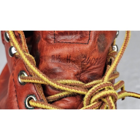 VTG Red Wing Boots Mens 8.5 H‎ Red Leather Steel Toe Work USA Made ANSI Z41 PT91 - Picture 10 of 10